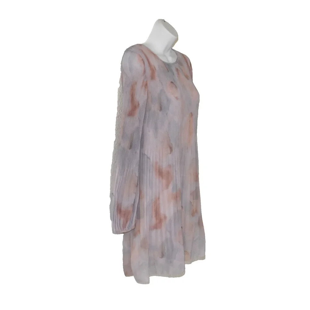 A8 NEW ARITZIA WILFRED Daydreamer Accordion Pleated Chiffon LS Mini Dress Sz S